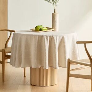 NWT QUINCE 70” Round European Linen Tablecloth Flax 3136